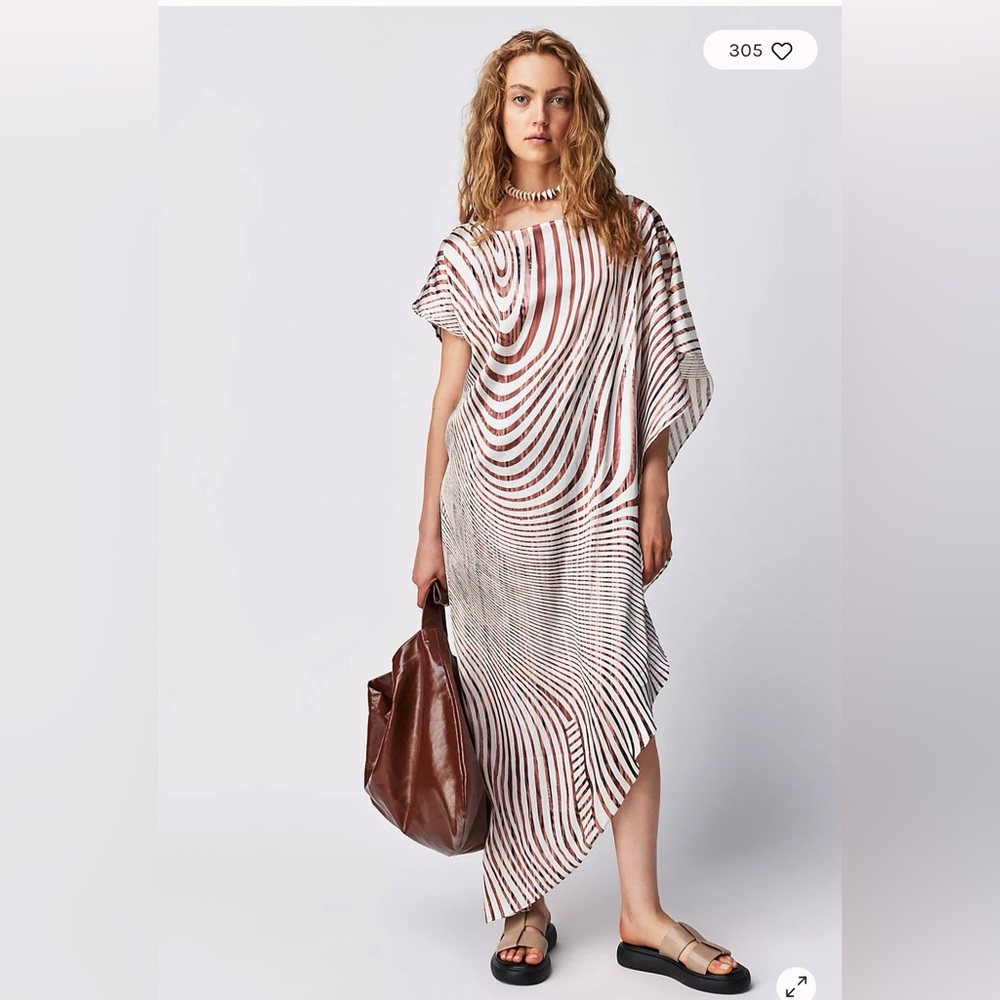 SOLD! NWTFree People Silky Asymmetrical Brown and White Duster . Retail $98